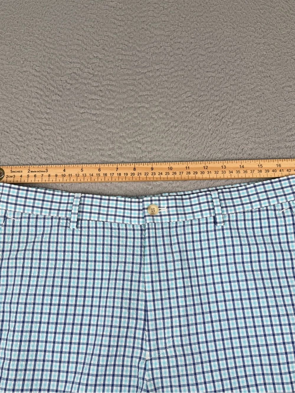 Peter Millar Crown Sport Short Mens 34 Blue Plaid Performance Seersucker Golf - Picture 4 of 11
